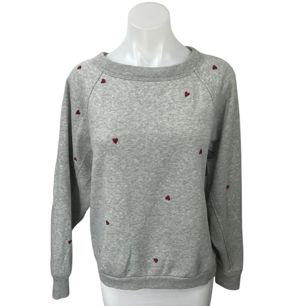 Universal Thread Gray Red Hearts Print Fleece Coz… - image 1